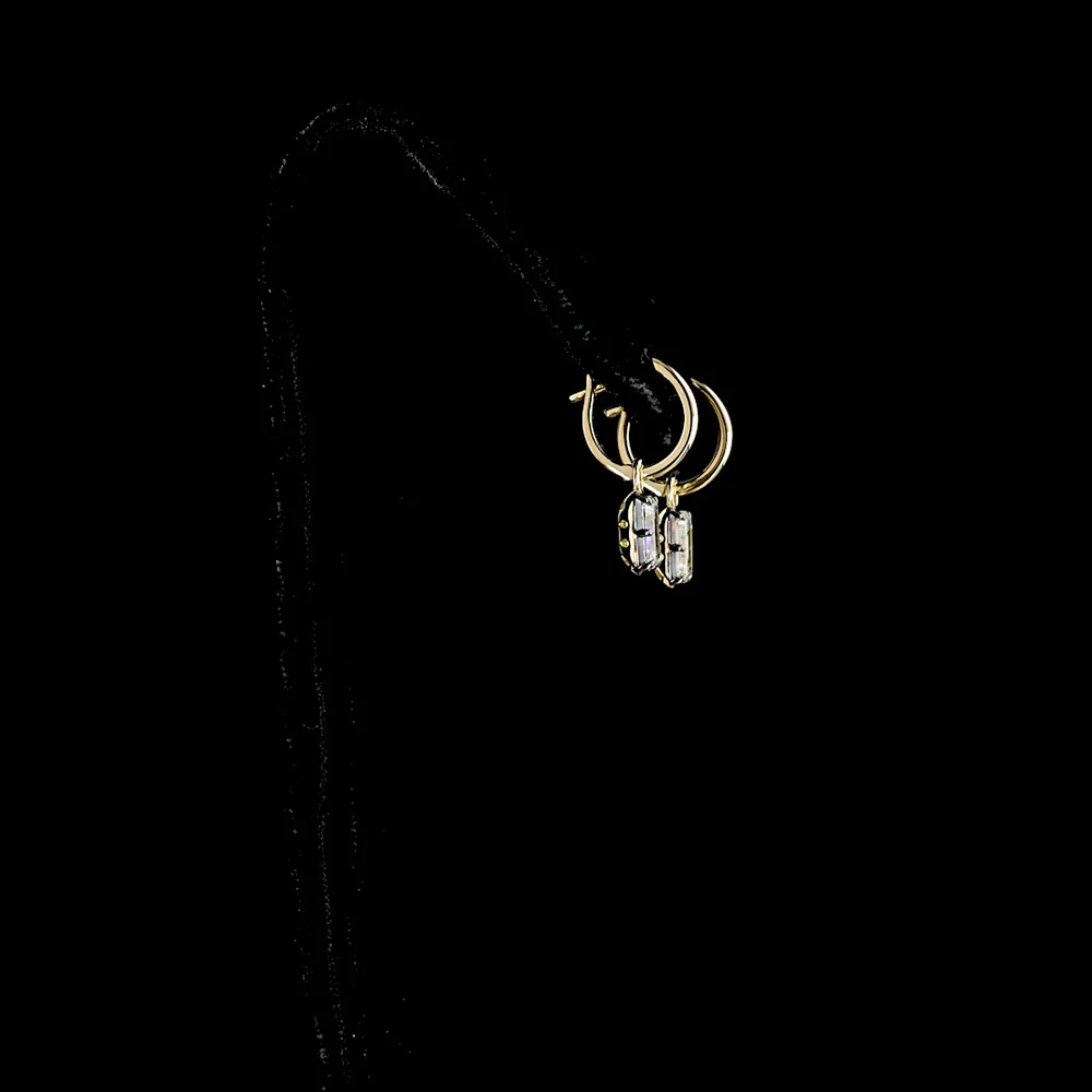 14K Yellow Gold Drop Earrings with Emerald Cut Lab Diamonds and Black Rhodium Accent - 1.88 Carat Total Diamond Weight - Covaloro Fine Jewelry - Image 3