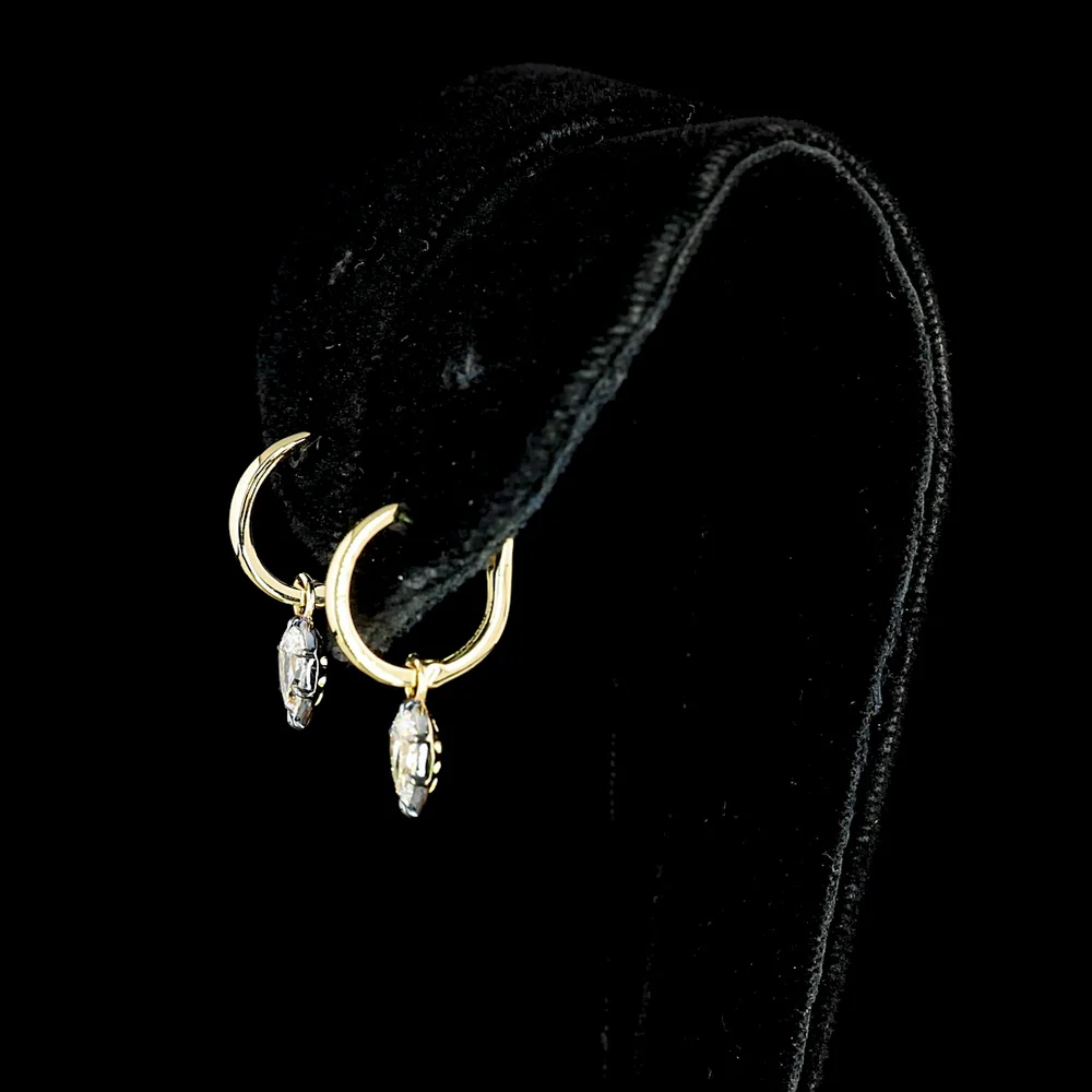 14K Yellow Gold Drop Earrings with Pear Shape Lab Grown Diamonds and Black Rhodium Accents - 0.53 Carat Total Diamond Weight - Covaloro Fine Jewelry - Image 3