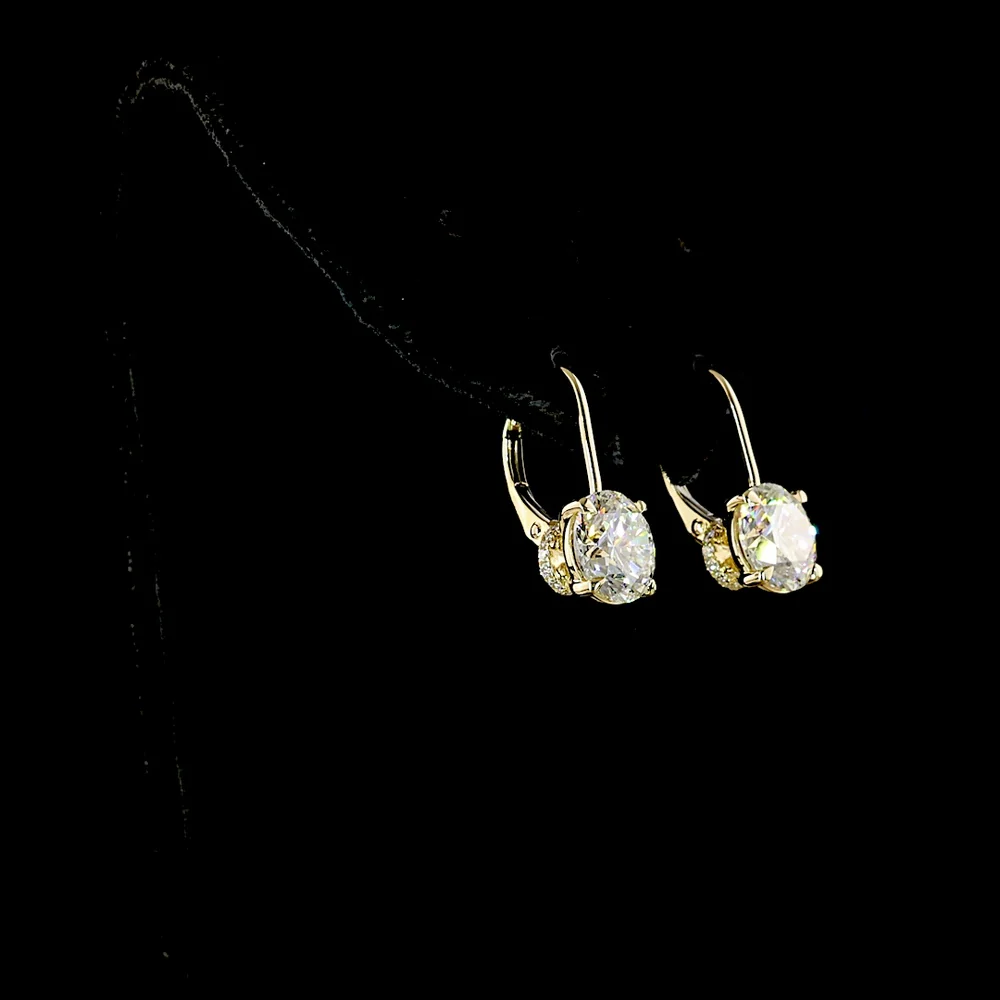 14K Yellow Gold Drop Earrings with Round Brilliant Cut Lab Diamonds - 4.21 Carat Total Diamond Weight - Covaloro Fine Jewelry - Image 3