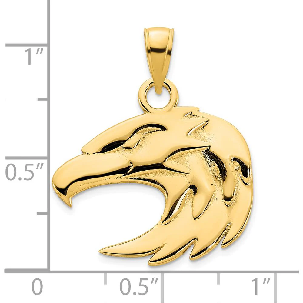14K Yellow Gold Eagle Pendant - Symbolic Wildlife Design with Polished Finish by Oro Pregiato - Image 3