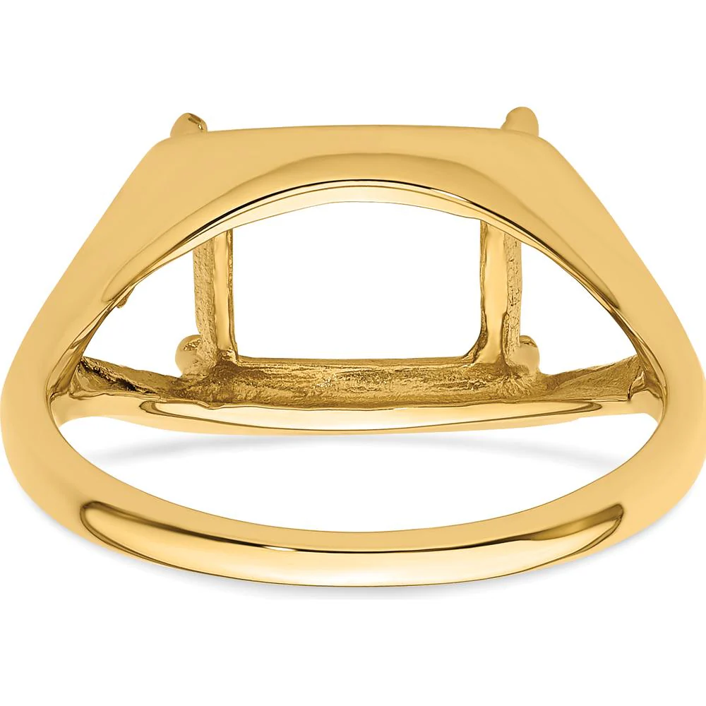 14K Yellow Gold East-West 9x7mm Emerald-Cut Ring Mounting - Size 6 by Monteluci Fine Jewelry - Image 3