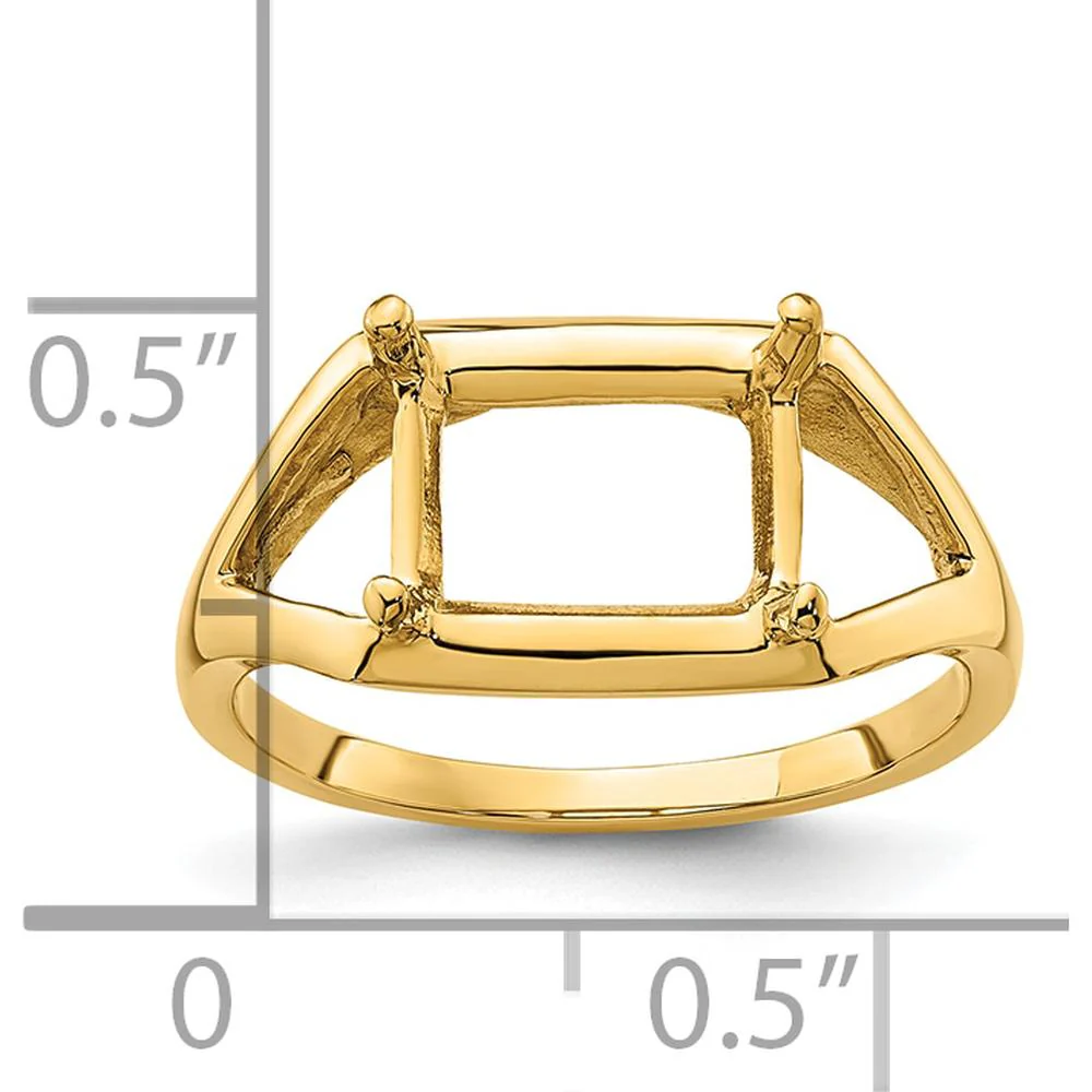 14K Yellow Gold East-West 9x7mm Emerald-Cut Ring Mounting - Size 6 by Monteluci Fine Jewelry - Image 5