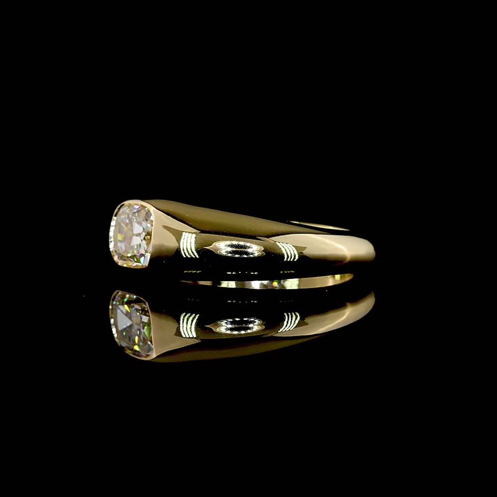 14K Yellow Gold East-West Antique Cushion Cut Lab Diamond Solitaire Ring with Hidden Brilliant Accent - 1.29 Carat Total Diamond Weight - Covaloro Fine Jewelry - Image 3