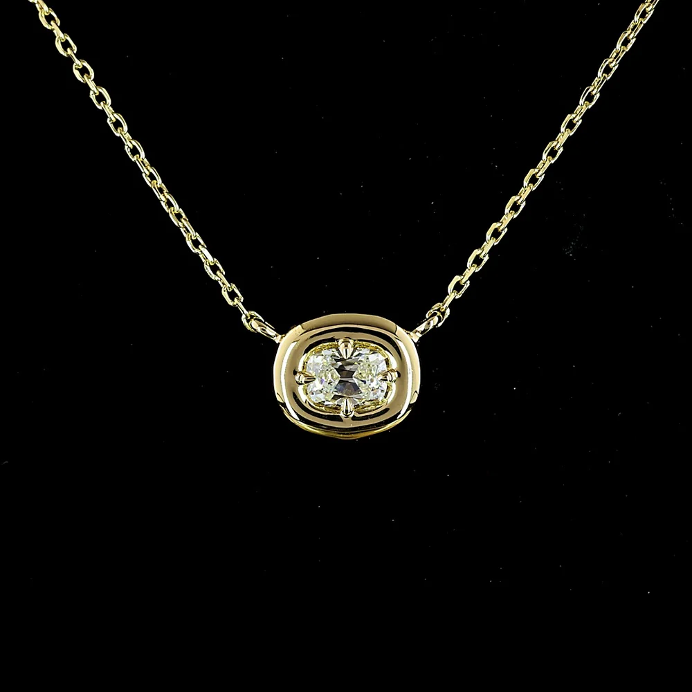14K Yellow Gold East-West Antique Cushion Lab Diamond Solitaire Pendant - 0.25 Carat Total Weight, E-F VVS2 - Covaloro Fine Jewelry - Image 2