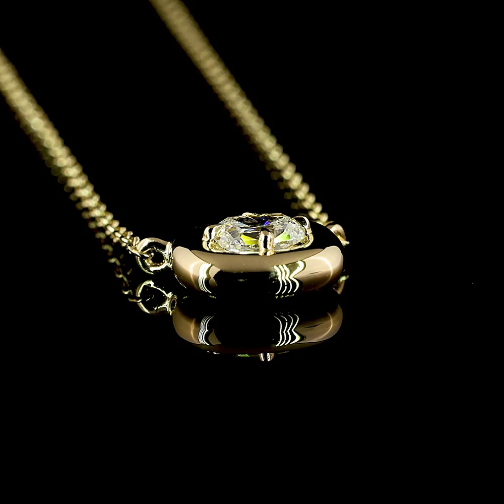 14K Yellow Gold East-West Antique Cushion Lab Diamond Solitaire Pendant - 0.25 Carat Total Weight, E-F VVS2 - Covaloro Fine Jewelry - Image 3