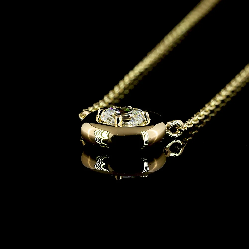 14K Yellow Gold East-West Antique Cushion Lab Diamond Solitaire Pendant - 0.25 Carat Total Weight, E-F VVS2 - Covaloro Fine Jewelry - Image 4