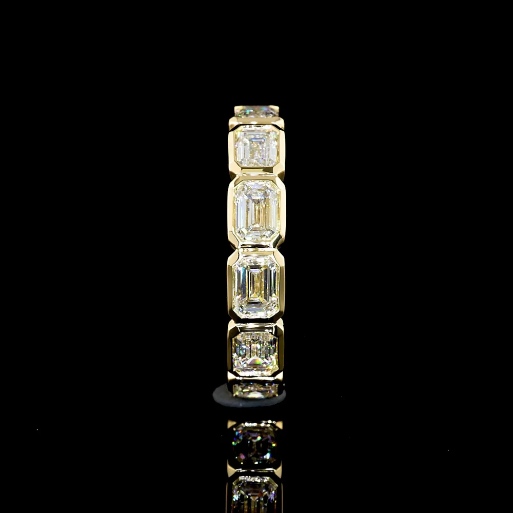 14K Yellow Gold East-West Bezel Set Emerald Cut Lab Diamond Eternity Band - 2.98 Carat Total Weight - Covaloro Fine Jewelry - Image 2