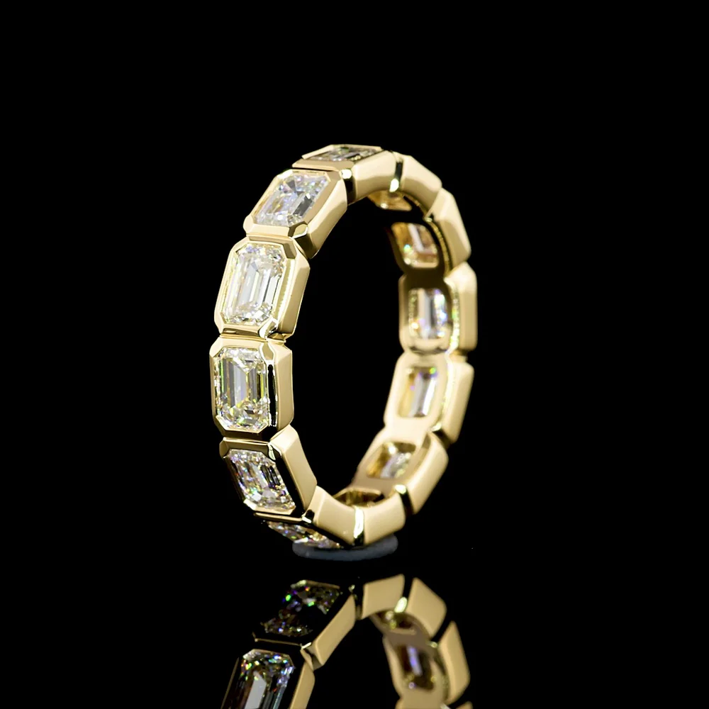14K Yellow Gold East-West Bezel Set Emerald Cut Lab Diamond Eternity Band - 2.98 Carat Total Weight - Covaloro Fine Jewelry - Image 4
