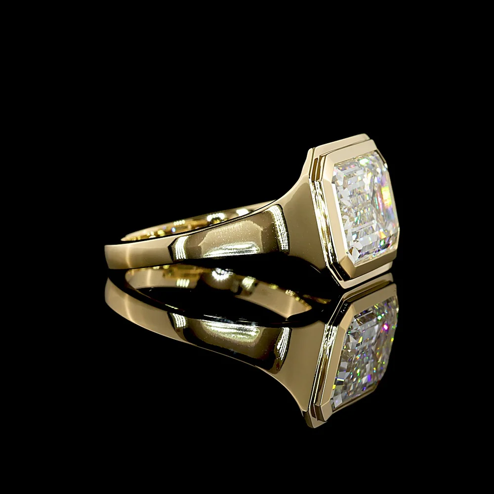 14K Yellow Gold East-West Bezel Set Emerald Cut Lab Diamond Solitaire Ring - 7.03 Carat Total Weight, E-F Color, VVS2 Clarity, IGI Certified - Covaloro Fine Jewelry - Image 3