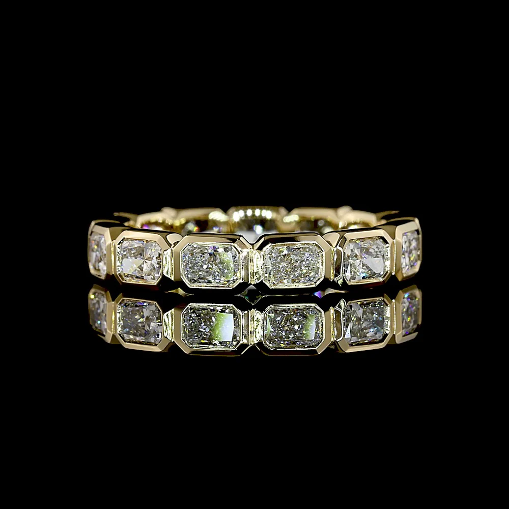 14K Yellow Gold East-West Bezel Set Eternity Band with Radiant Cut Lab Diamonds - 1.80 Carat Total Weight - Covaloro Fine Jewelry