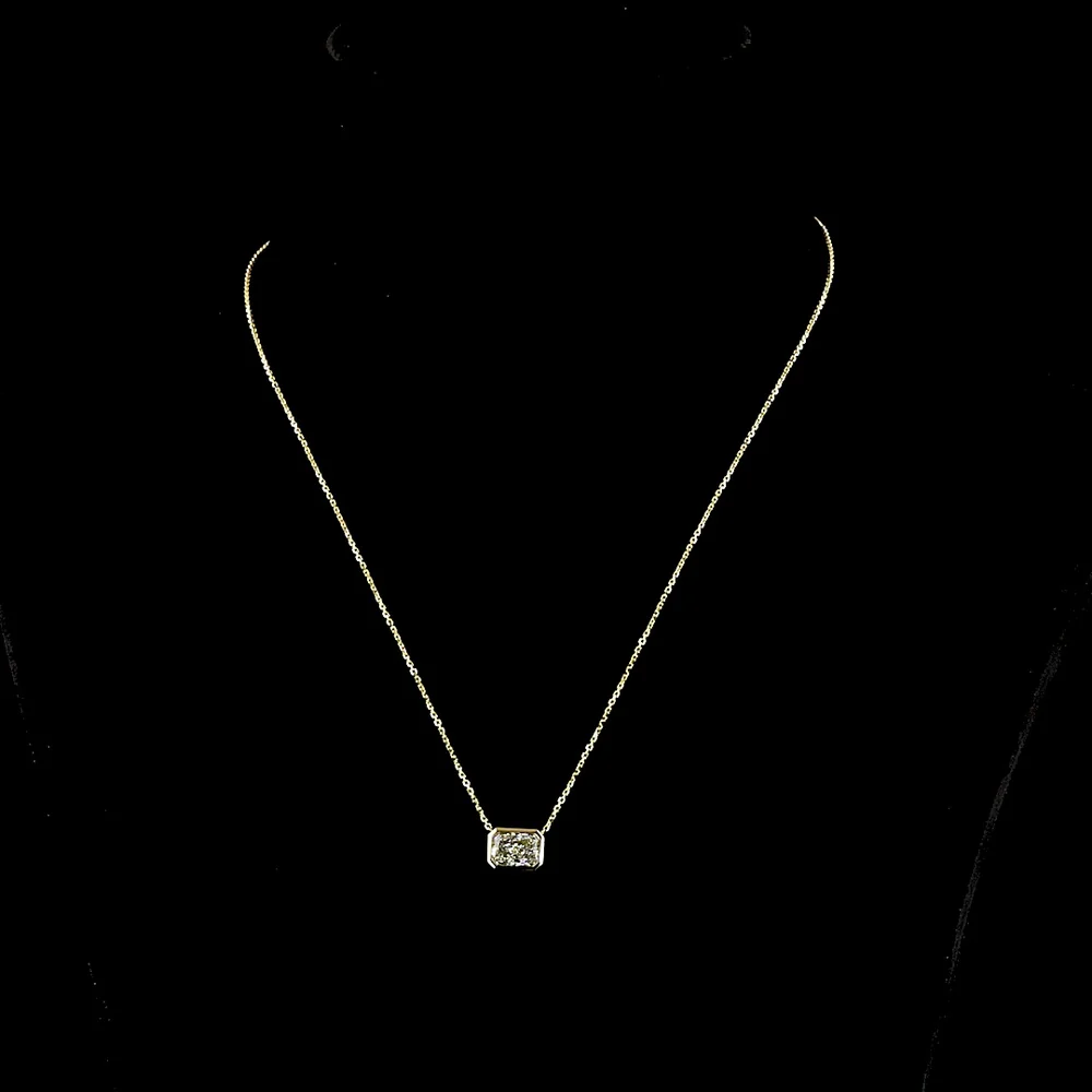 14K Yellow Gold East-West Bezel Set Radiant Cut Lab Diamond Solitaire Pendant - 1.53 Carat Total Weight - Covaloro Fine Jewelry - Image 4