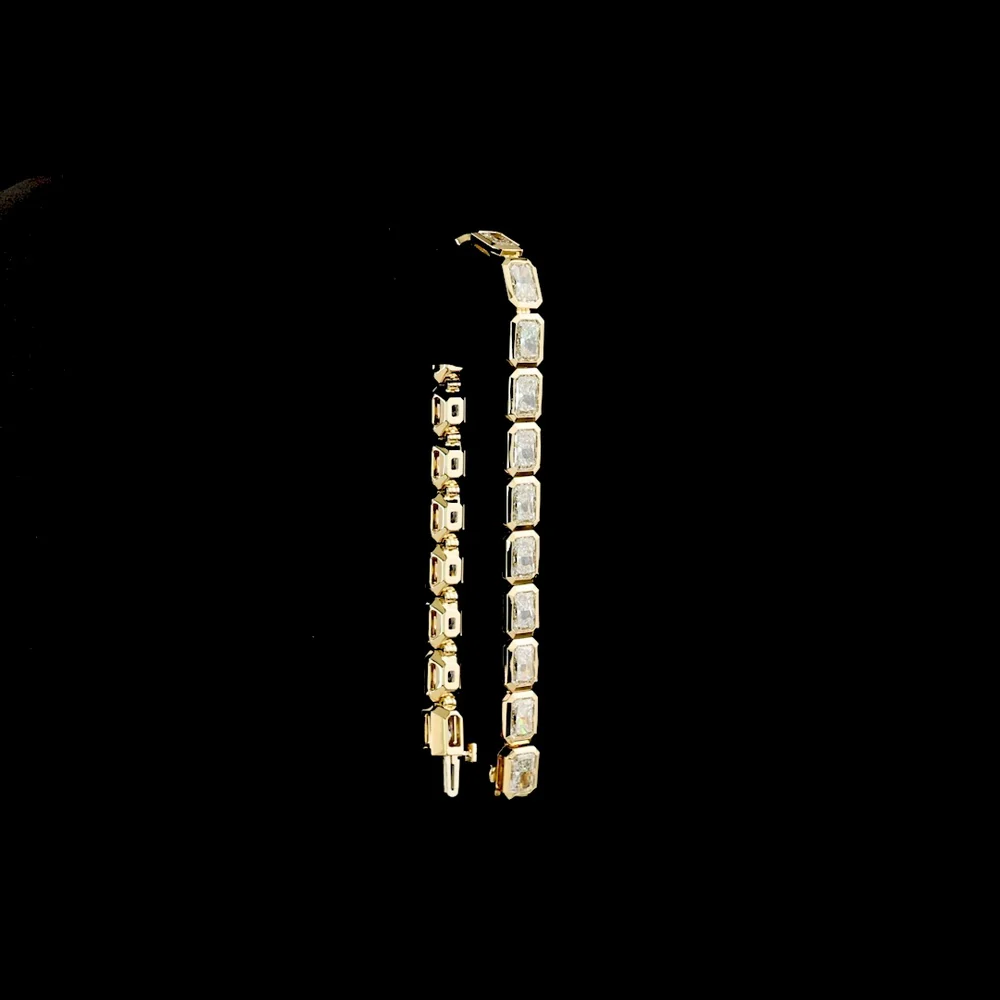 14K Yellow Gold East-West Bezel Set Radiant Cut Lab Diamond Tennis Bracelet - 19.98 Carat Total Diamond Weight - Covaloro Fine Jewelry - Image 3