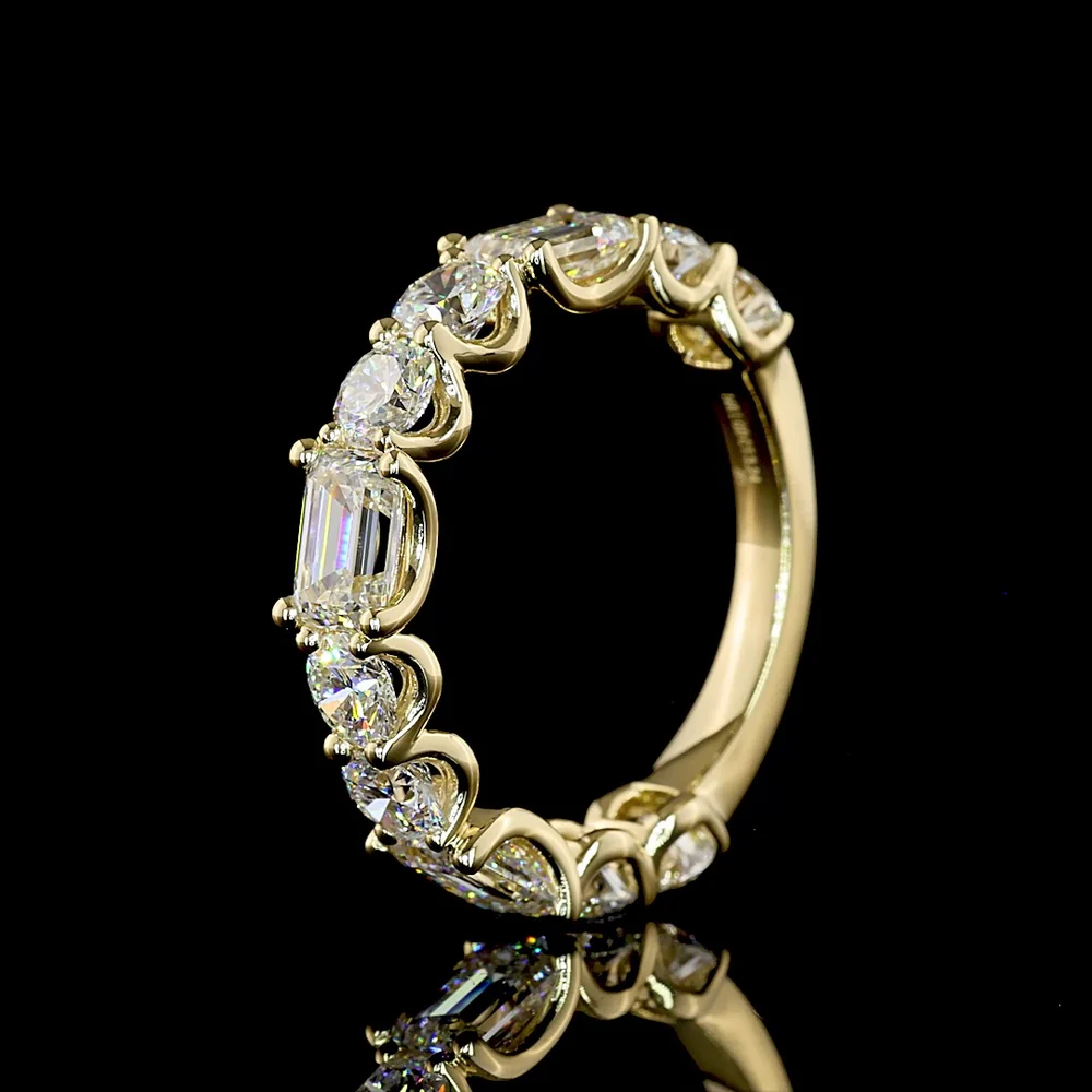 14K Yellow Gold East-West Emerald Cut Lab Diamond Eternity Band with Brilliant Cut Accents - 3.24 Carats Total Diamond Weight - Covaloro Fine Jewelry - Image 4
