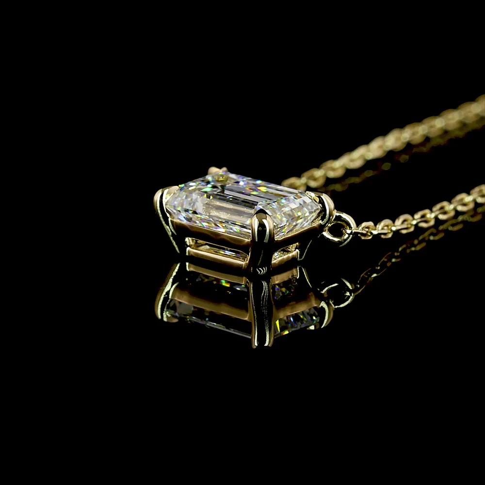 14K Yellow Gold East-West Emerald Cut Lab Diamond Pendant - 1.05 Carat Total Diamond Weight - Covaloro Fine Jewelry - Image 4