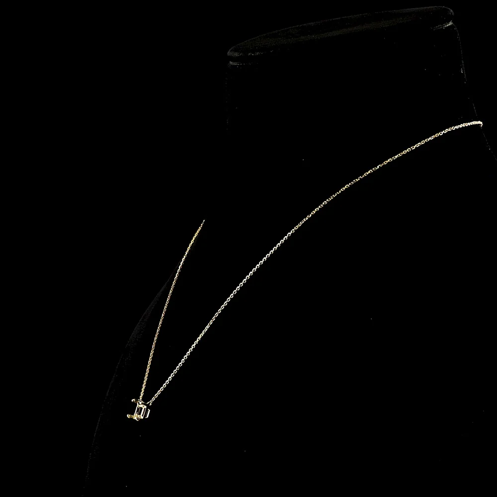 14K Yellow Gold East-West Emerald Cut Lab Diamond Solitaire Pendant - 2.09 Carat D VVS2 GIA Certified - Covaloro Fine Jewelry - Image 3