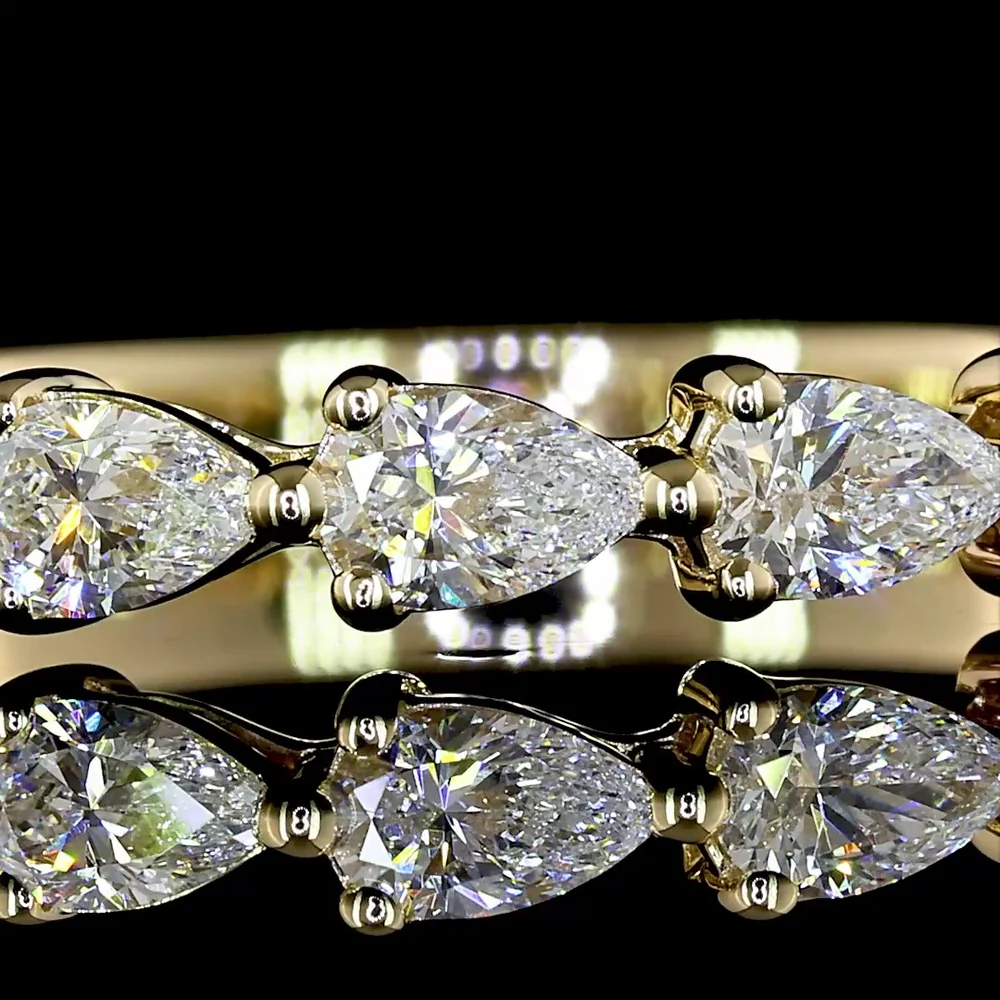 14K Yellow Gold East-West Eternity Band with 7 Pear Shape Lab Diamonds - 0.65 Total Carat Weight, E-F Color, VS Clarity - Covaloro Fine Jewelry - Image 2