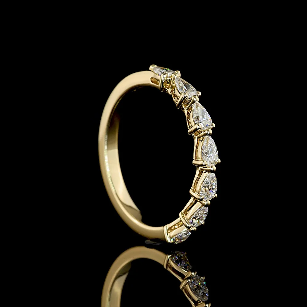 14K Yellow Gold East-West Eternity Band with 7 Pear Shape Lab Diamonds - 0.65 Total Carat Weight, E-F Color, VS Clarity - Covaloro Fine Jewelry - Image 3