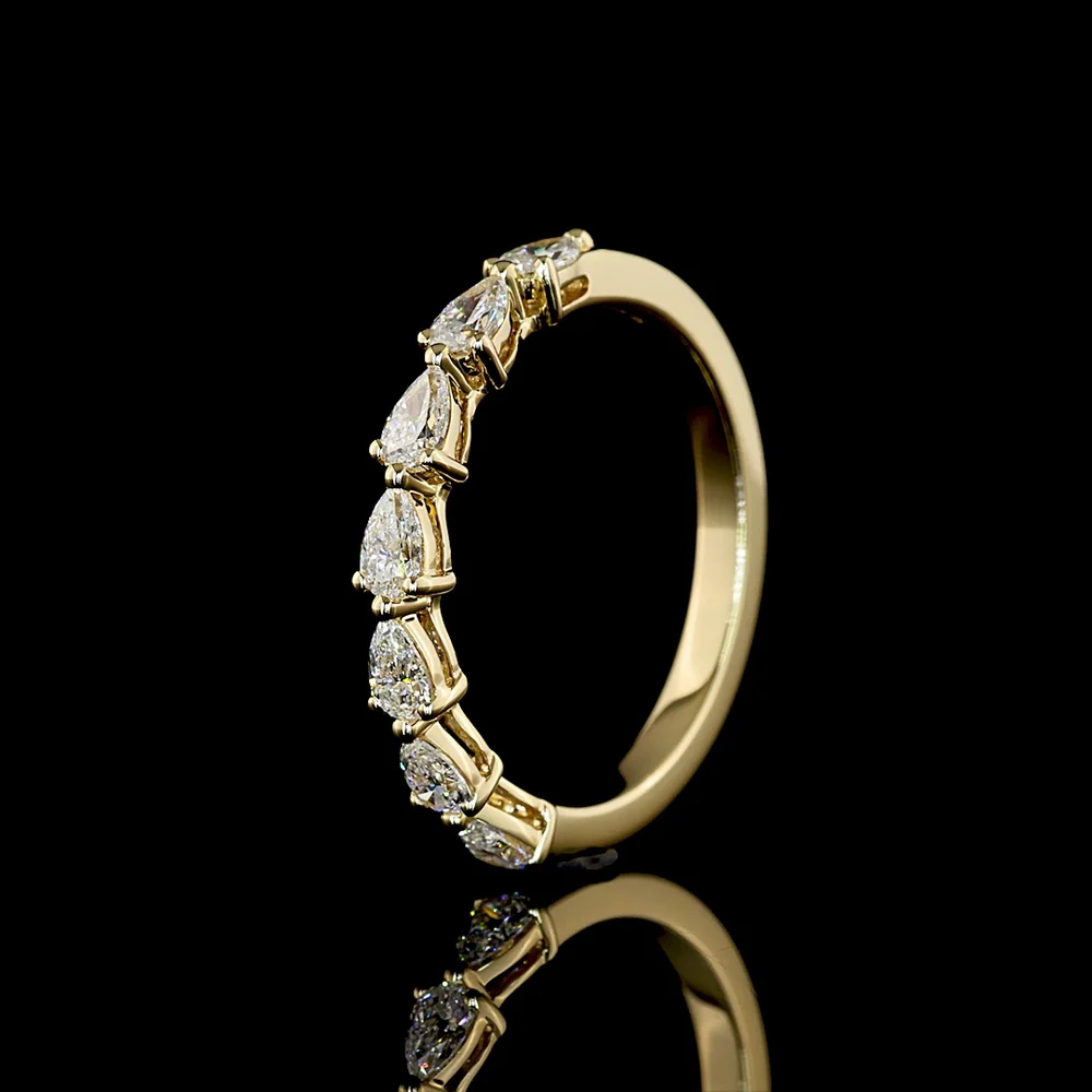 14K Yellow Gold East-West Eternity Band with 7 Pear Shape Lab Diamonds - 0.65 Total Carat Weight, E-F Color, VS Clarity - Covaloro Fine Jewelry - Image 4