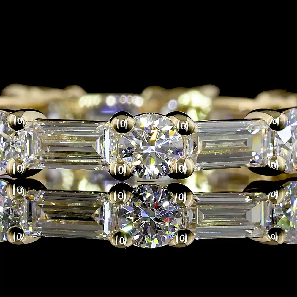 14K Yellow Gold East-West Eternity Band with Alternating Baguette and Brilliant Cut Lab Diamonds - 5.13 Carats Total Diamond Weight - Covaloro Fine Jewelry - Image 2