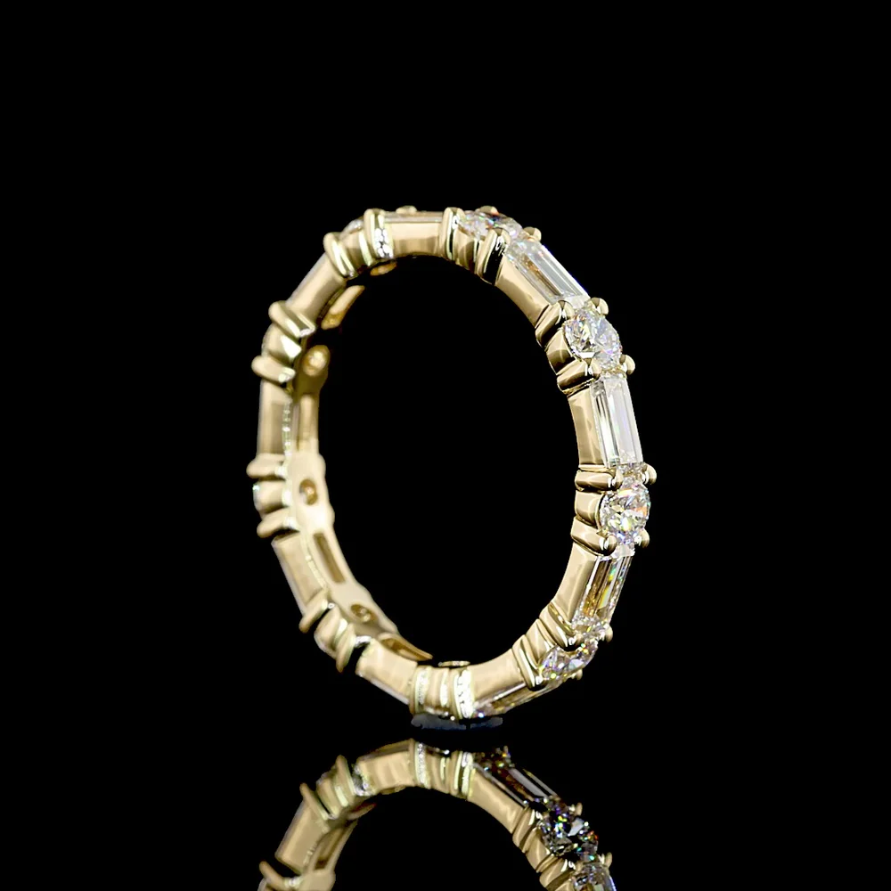 14K Yellow Gold East-West Eternity Band with Alternating Baguette and Brilliant Cut Lab Diamonds - 5.13 Carats Total Diamond Weight - Covaloro Fine Jewelry - Image 3