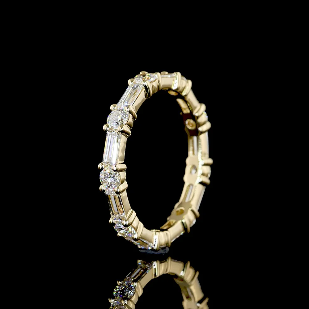 14K Yellow Gold East-West Eternity Band with Alternating Baguette and Brilliant Cut Lab Diamonds - 5.13 Carats Total Diamond Weight - Covaloro Fine Jewelry - Image 4