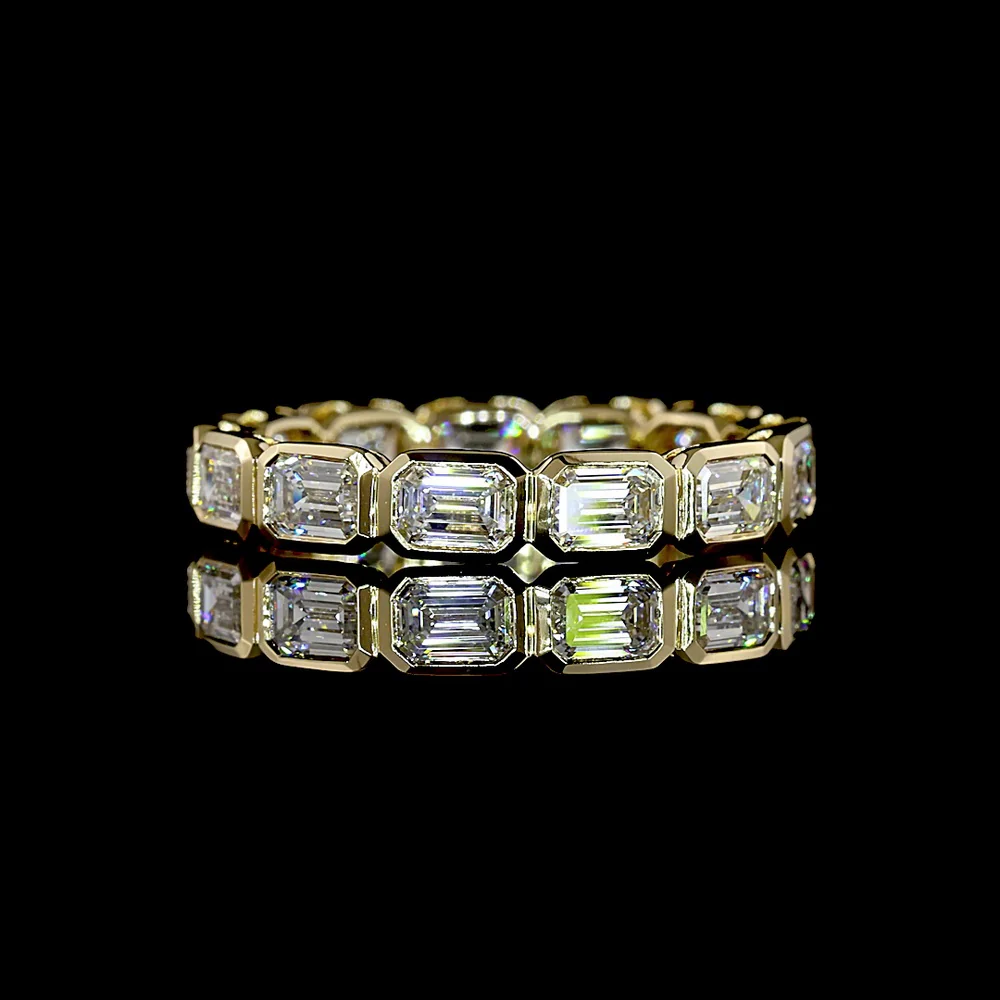 14K Yellow Gold East-West Eternity Band with Bezel Set Emerald Cut Lab Diamonds - 1.95 Carats Total Diamond Weight - Covaloro Fine Jewelry