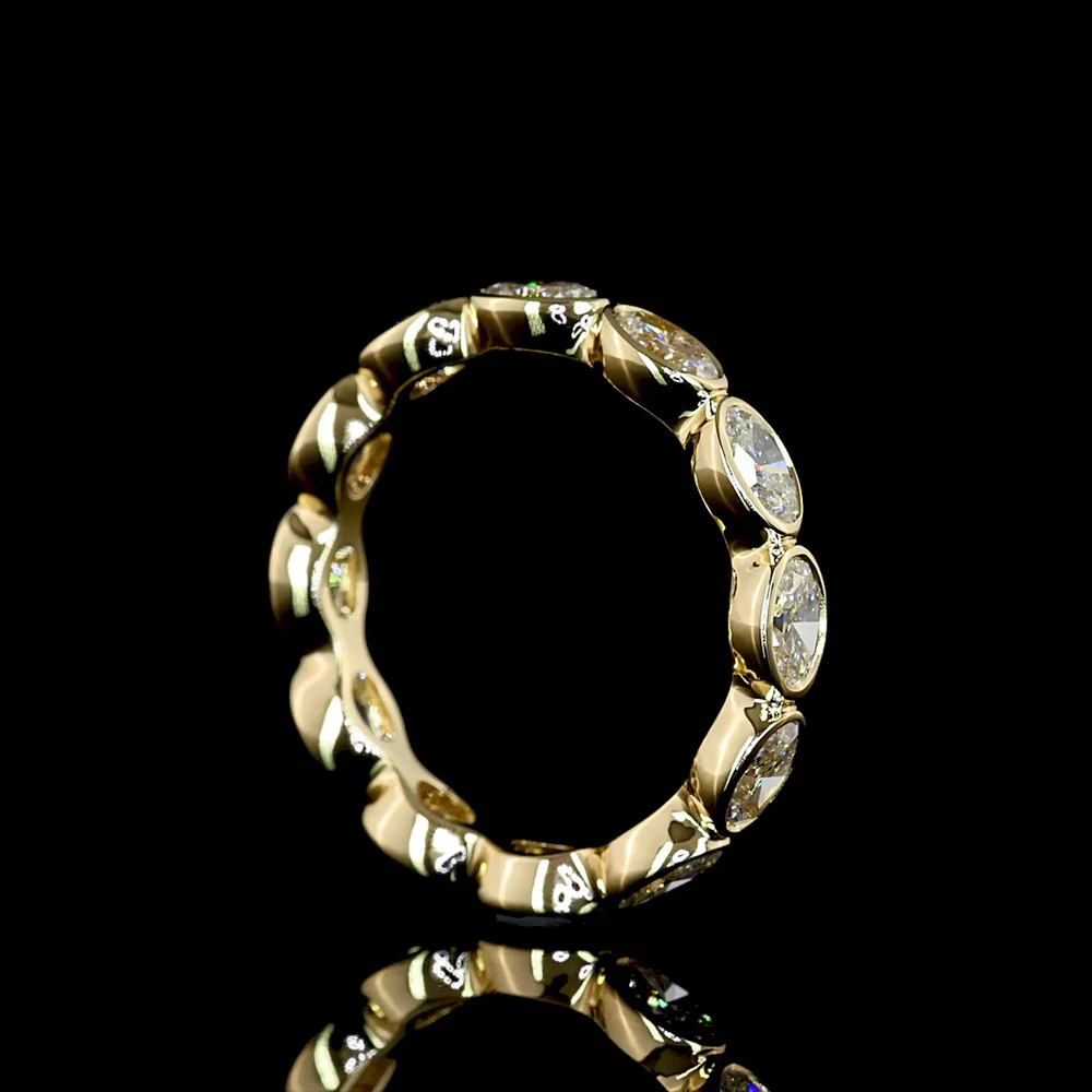 14K Yellow Gold East-West Eternity Band with Bezel Set Oval Cut Lab Diamonds - 1.76 Carat Total Weight - Covaloro Fine Jewelry - Image 3