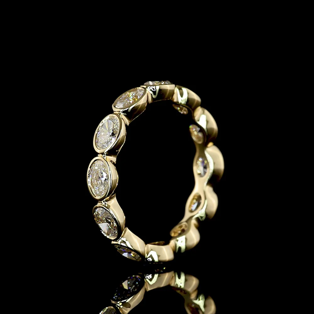 14K Yellow Gold East-West Eternity Band with Bezel Set Oval Cut Lab Diamonds - 1.76 Carat Total Weight - Covaloro Fine Jewelry - Image 4
