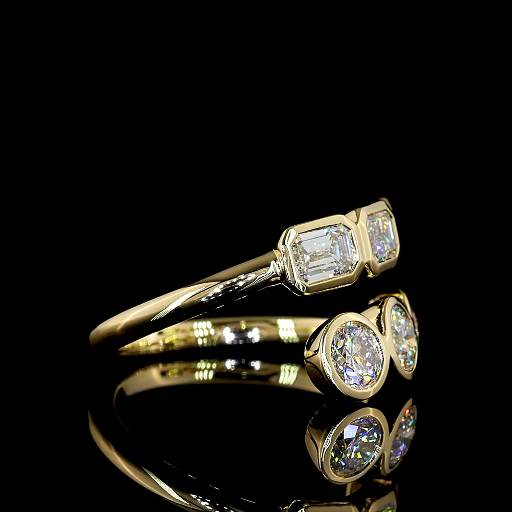 14K Yellow Gold East-West Eternity Band with Bezel Set Round and Emerald Cut Lab Diamonds - 1.79 Carats Total Diamond Weight - Covaloro Fine Jewelry - Image 2