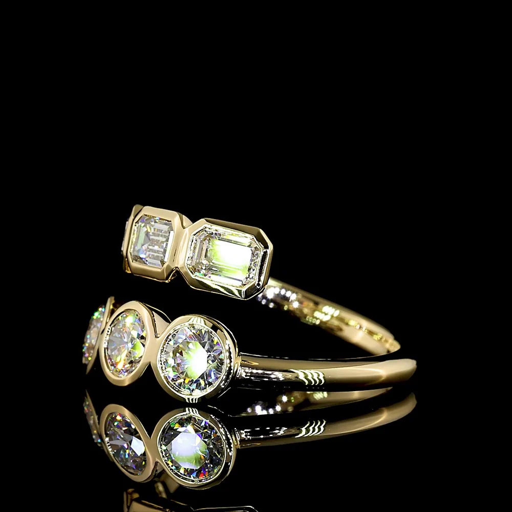 14K Yellow Gold East-West Eternity Band with Bezel Set Round and Emerald Cut Lab Diamonds - 1.79 Carats Total Diamond Weight - Covaloro Fine Jewelry - Image 3