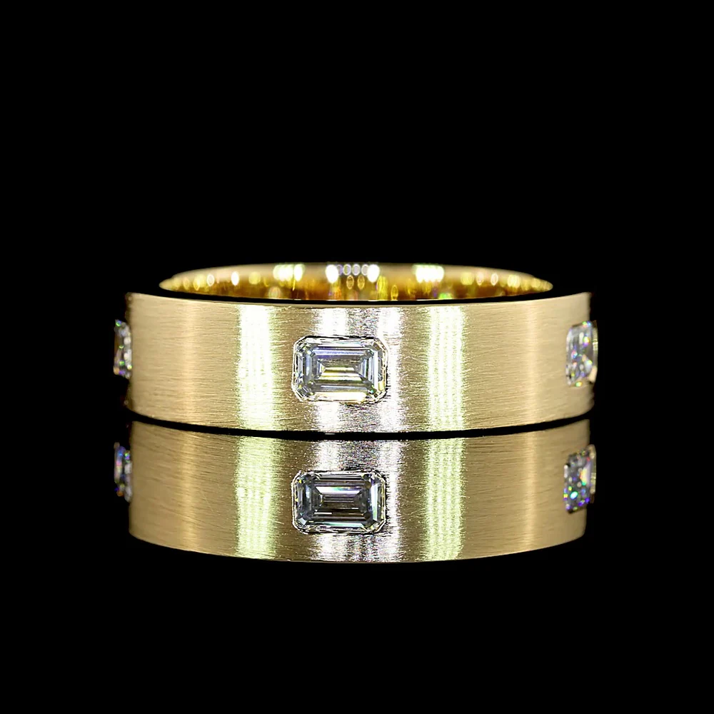 14K Yellow Gold East-West Eternity Band with Flush Set Emerald Cut Lab Diamonds - 1.28 Carats Total Diamond Weight - Covaloro Fine Jewelry