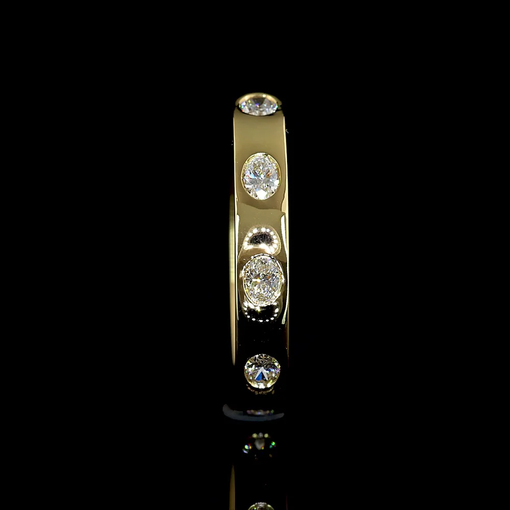 14K Yellow Gold East-West Eternity Band with Flush Set Oval Cut Lab Diamonds - 0.56 Carat Total Diamond Weight - Covaloro Fine Jewelry - Image 3