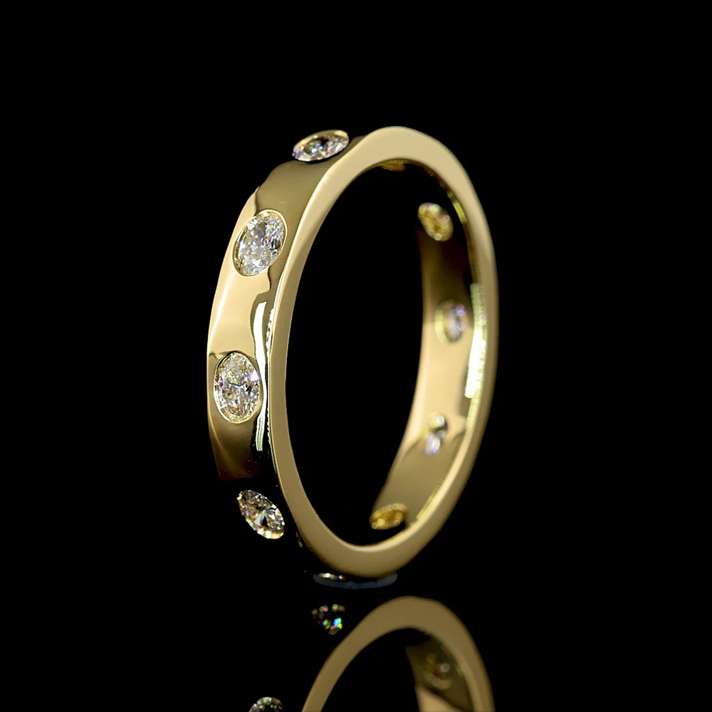 14K Yellow Gold East-West Eternity Band with Flush Set Oval Cut Lab Diamonds - 0.56 Carat Total Diamond Weight - Covaloro Fine Jewelry - Image 4