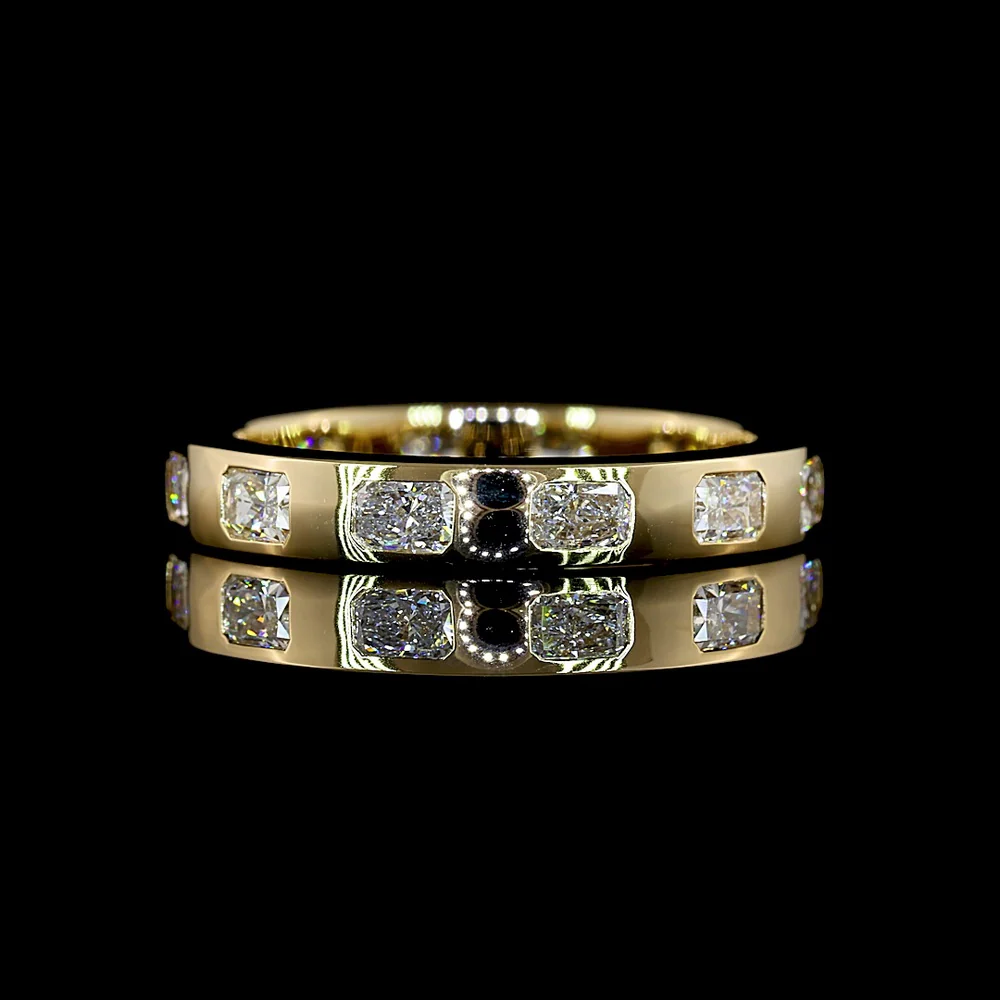 14K Yellow Gold East-West Eternity Band with Flush Set Radiant Cut Lab Diamonds - 1.12 Carat Total Weight - Covaloro Fine Jewelry