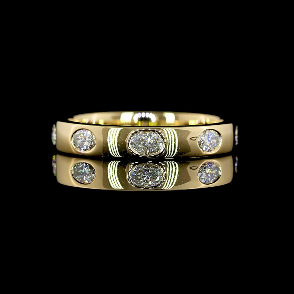 14K Yellow Gold East-West Eternity Band with Seven Oval-Cut Lab Grown Diamonds - 0.59 Carat Total Weight, E-F Color VS2 Clarity - Covaloro Fine Jewelry