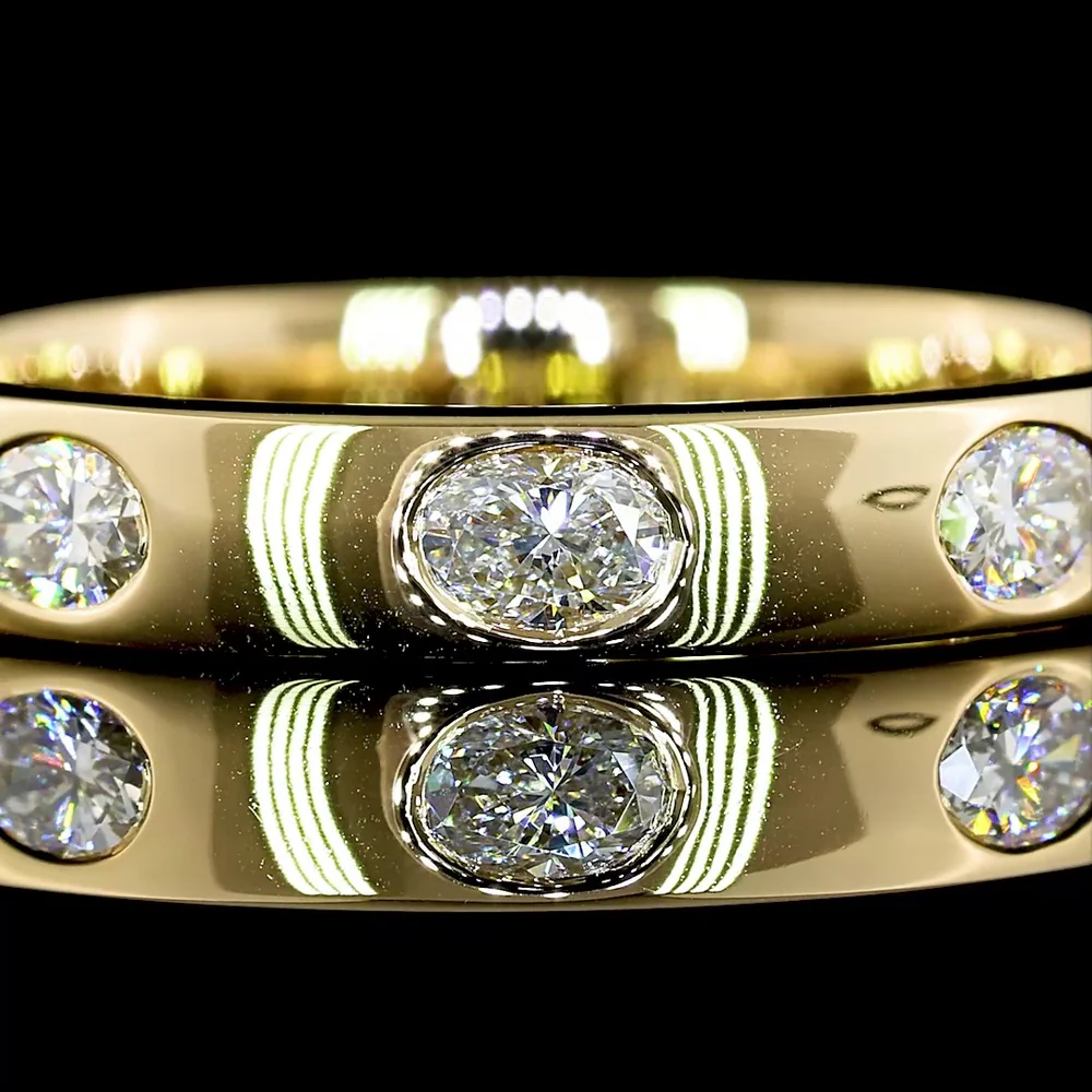 14K Yellow Gold East-West Eternity Band with Seven Oval-Cut Lab Grown Diamonds - 0.59 Carat Total Weight, E-F Color VS2 Clarity - Covaloro Fine Jewelry - Image 2