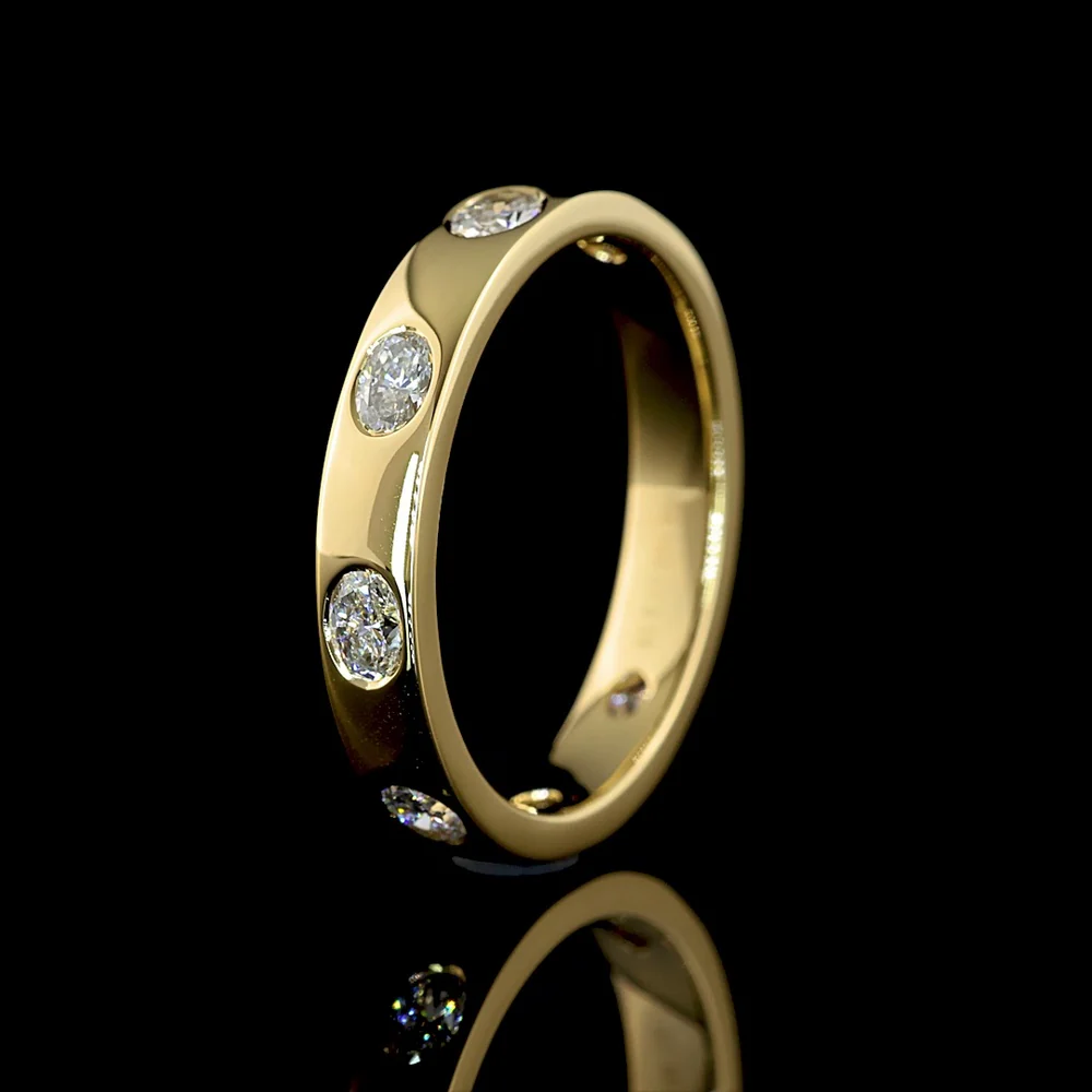 14K Yellow Gold East-West Eternity Band with Seven Oval-Cut Lab Grown Diamonds - 0.59 Carat Total Weight, E-F Color VS2 Clarity - Covaloro Fine Jewelry - Image 4