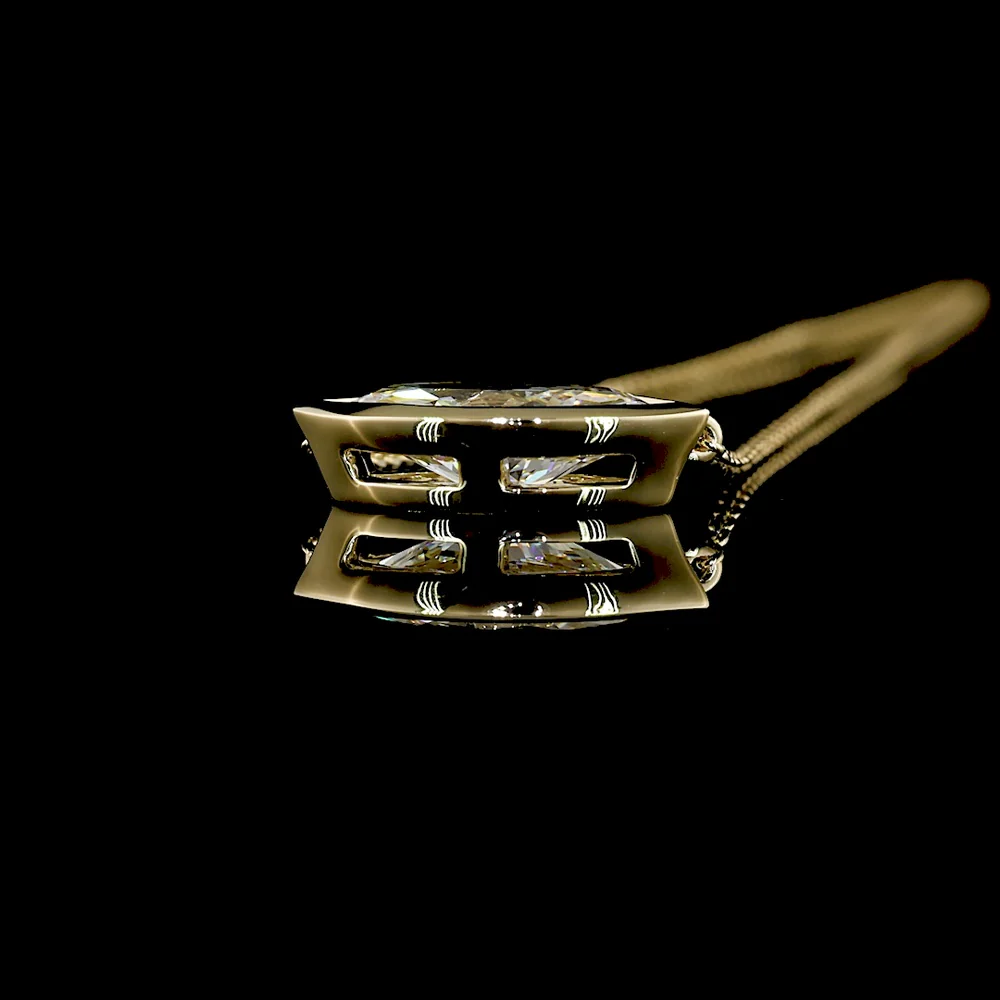 14K Yellow Gold East-West Marquise Bezel Solitaire Pendant - 1.54 Carats Lab Diamond E-F VVS2 IGI Certified - Covaloro Fine Jewelry - Image 3