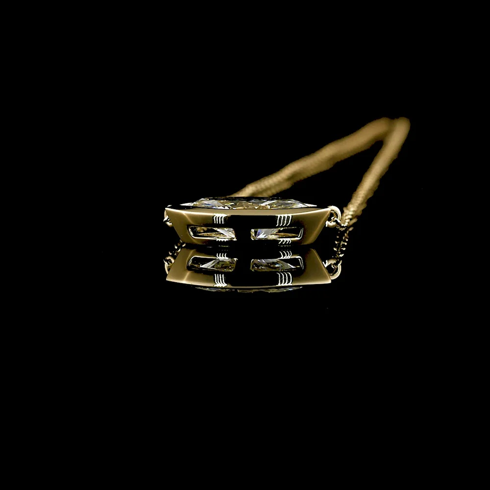 14K Yellow Gold East-West Marquise Cut Lab Diamond Solitaire Pendant - IGI Certified E-F VVS2 - 1.07 Carat Total Diamond Weight - Covaloro Fine Jewelry - Image 3