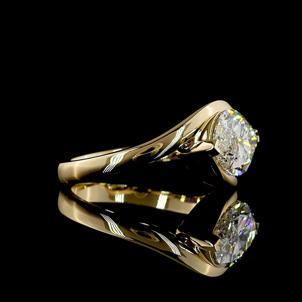 14K Yellow Gold East-West Marquise Cut Lab Diamond Solitaire Ring - 3.02 Carat Total Weight, E-F Color VS1 Clarity - Covaloro Fine Jewelry - Image 2