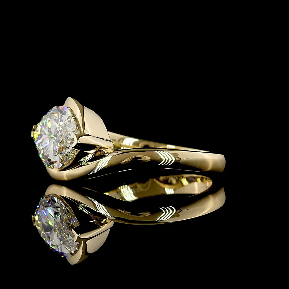 14K Yellow Gold East-West Marquise Cut Lab Diamond Solitaire Ring - 3.02 Carat Total Weight, E-F Color VS1 Clarity - Covaloro Fine Jewelry - Image 3