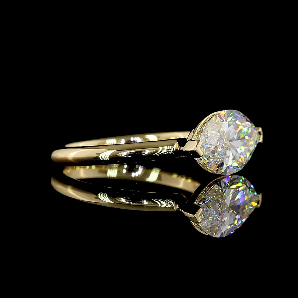 14K Yellow Gold East-West Marquise Cut Lab Diamond Solitaire Ring - 3.03 Carat E-F VS1 IGI Certified - Covaloro Fine Jewelry - Image 2