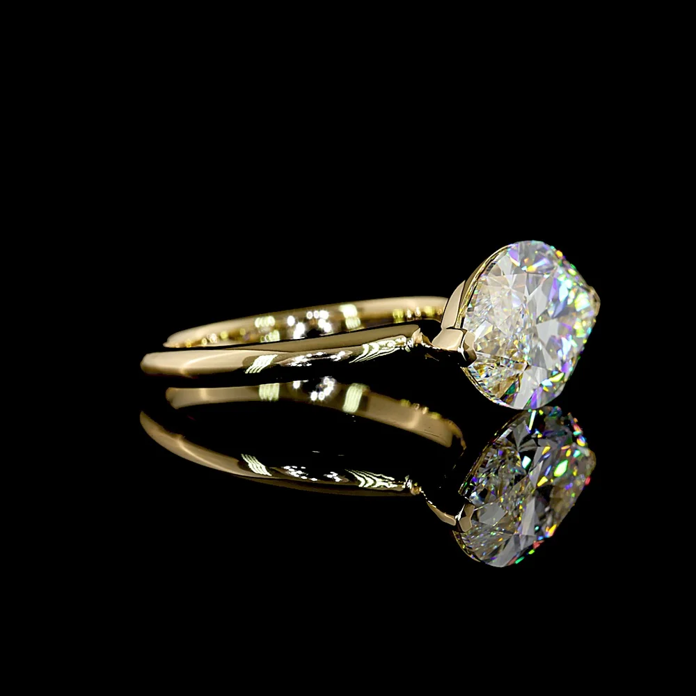 14K Yellow Gold East-West Marquise Cut Lab Diamond Solitaire Ring - 5.00 Carat Total Diamond Weight, E-F Color, VVS2 Clarity, IGI Certified - Covaloro Fine Jewelry - Image 2