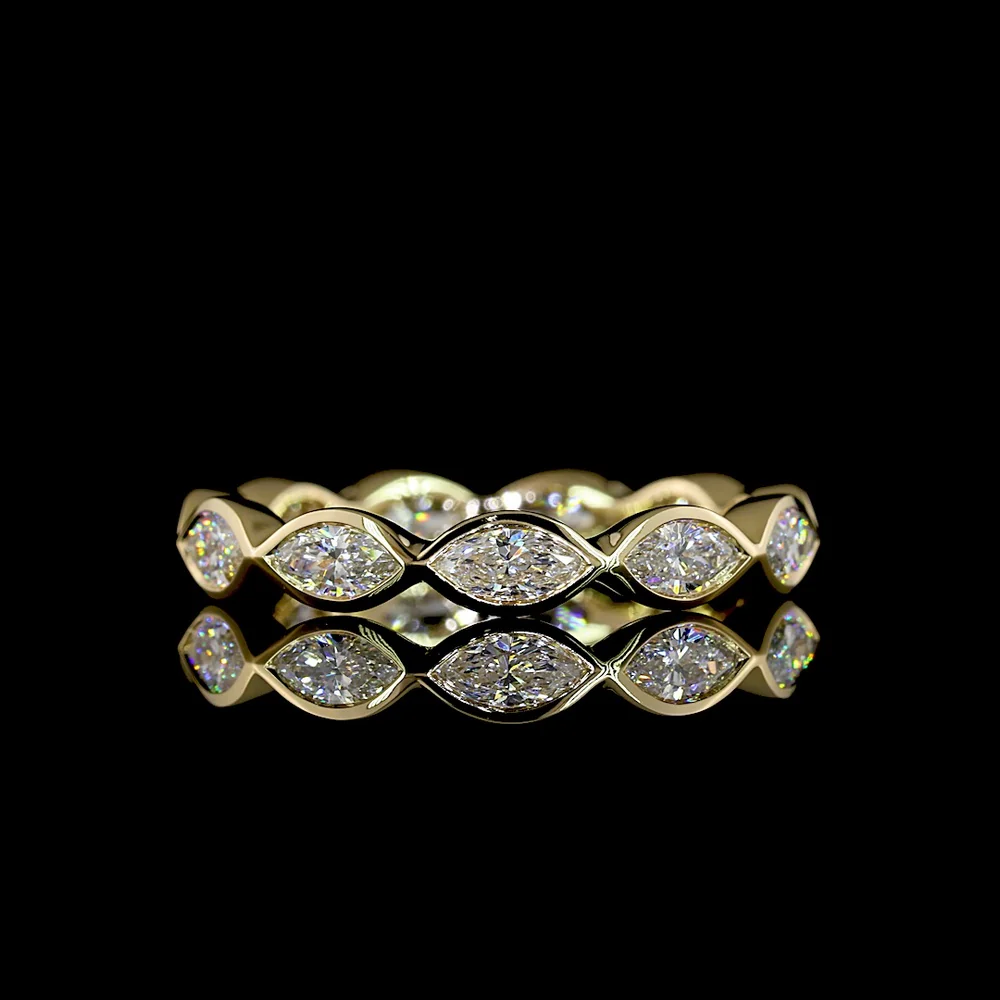 14K Yellow Gold East-West Marquise Lab Diamond Eternity Band - 1.12 Carats Total Diamond Weight - Covaloro Fine Jewelry