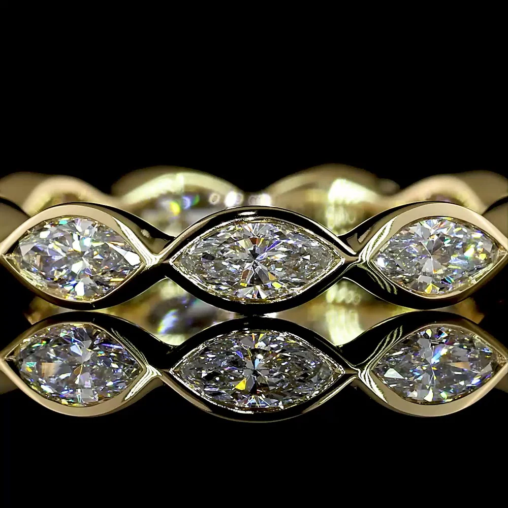14K Yellow Gold East-West Marquise Lab Diamond Eternity Band - 1.12 Carats Total Diamond Weight - Covaloro Fine Jewelry - Image 2