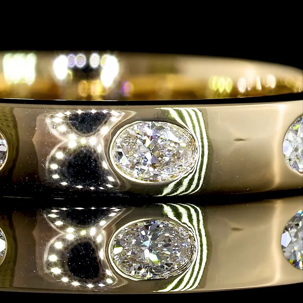 14K Yellow Gold East-West Oval Cut Eternity Band with Flush Set Lab-Grown Diamonds - 0.78 Carats Total Diamond Weight - Covaloro Fine Jewelry - Image 2