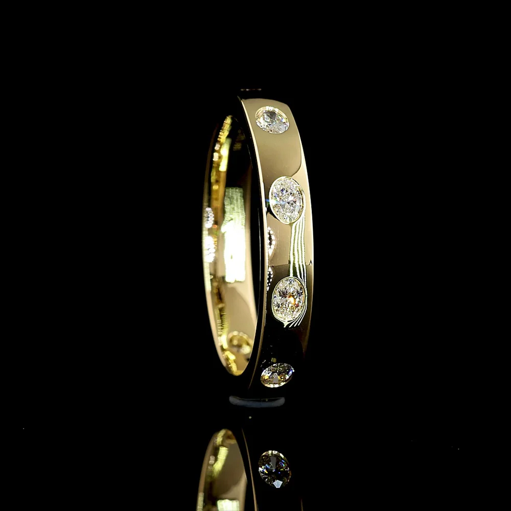 14K Yellow Gold East-West Oval Cut Eternity Band with Flush Set Lab-Grown Diamonds - 0.78 Carats Total Diamond Weight - Covaloro Fine Jewelry - Image 3