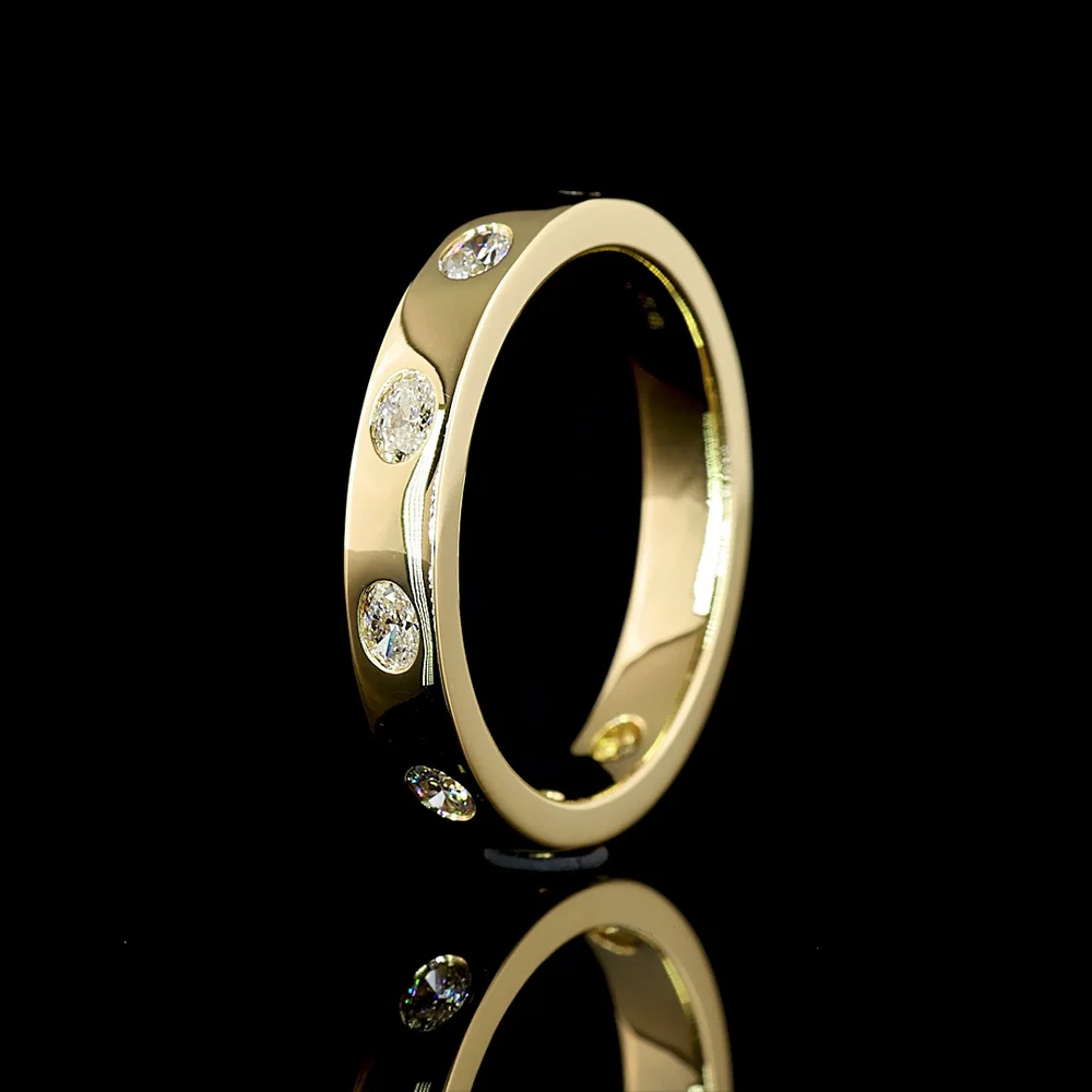 14K Yellow Gold East-West Oval Cut Eternity Band with Flush Set Lab-Grown Diamonds - 0.78 Carats Total Diamond Weight - Covaloro Fine Jewelry - Image 4