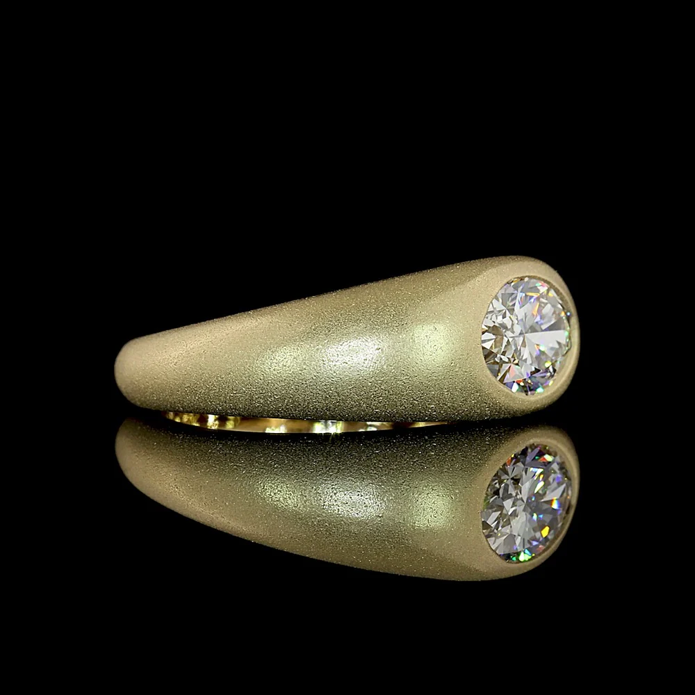 14K Yellow Gold East-West Oval Cut Lab Diamond Solitaire Ring - 1.26 Carat Total Diamond Weight, Flush Set with GIA Certification - Covaloro Fine Jewelry - Image 3