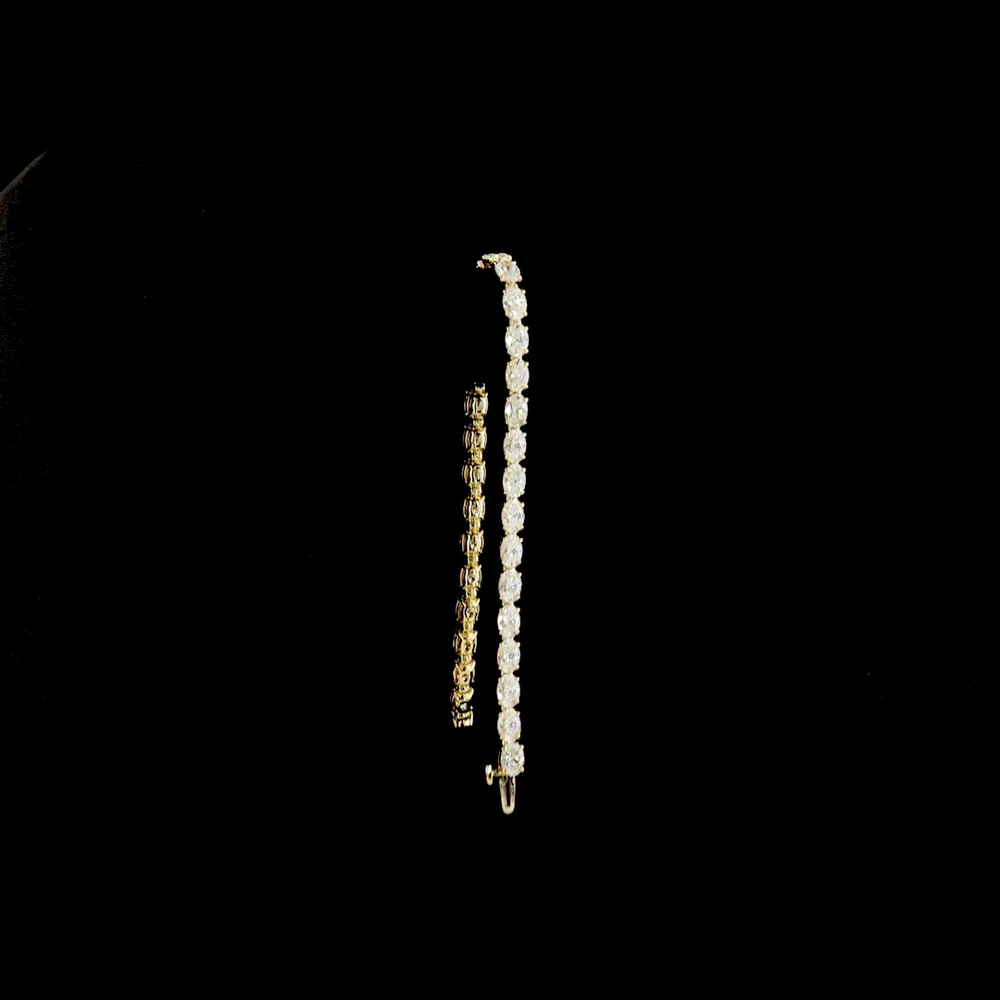 14K Yellow Gold East-West Oval Cut Lab Diamond Tennis Bracelet - 10.55 Carat Total Weight, 32 Stones D VS1 - Covaloro Fine Jewelry - Image 3